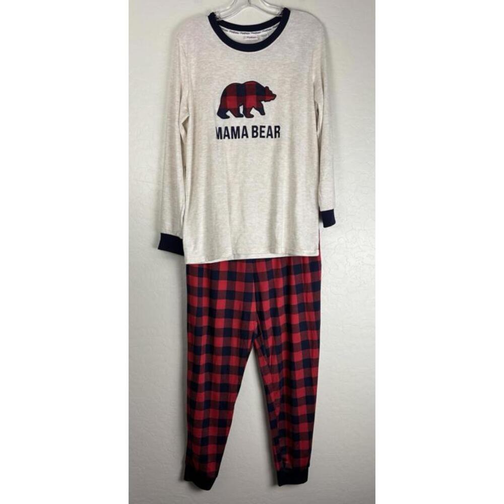 Dearfoams Mama Bear 2 Piece Pajama Set L‎ Red Buffalo Plaid Check 1772